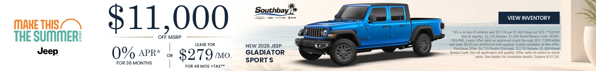 New 2026 Jeep Gladiator Sport S