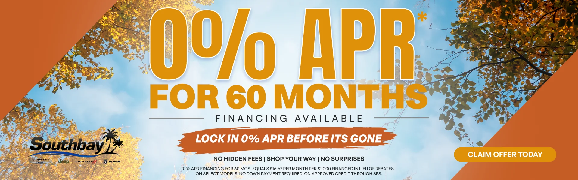 Southbay CDJR | 0% APR FOR 60 MONTH Banner